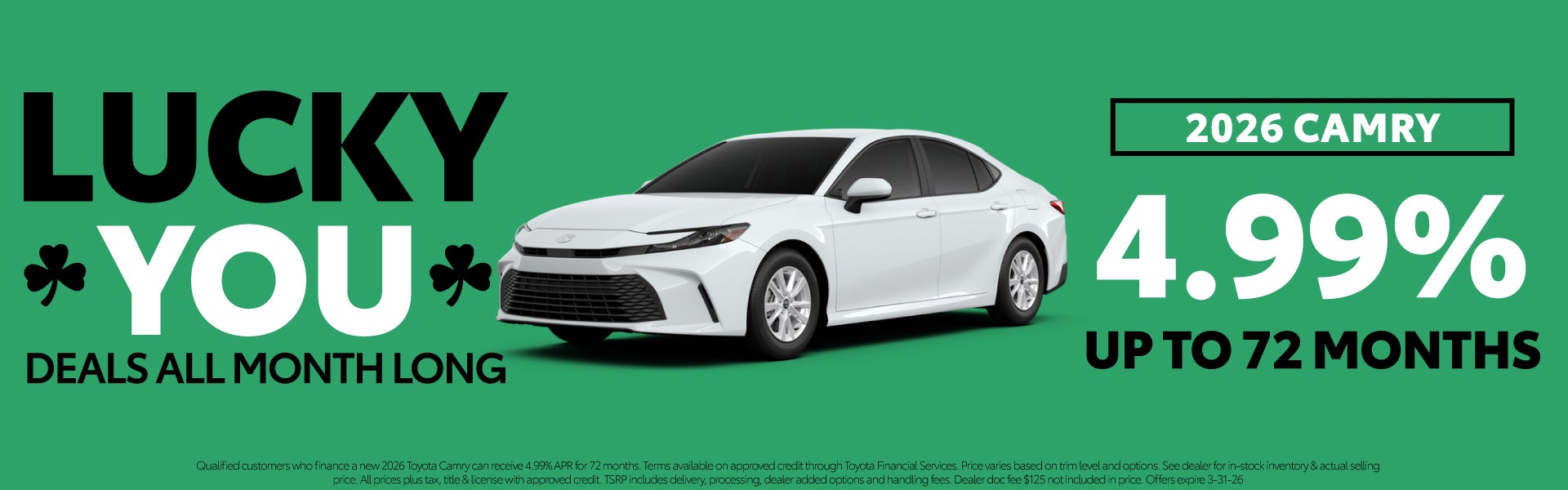 2026 Toyota Camry 4.99% up to 72 Months