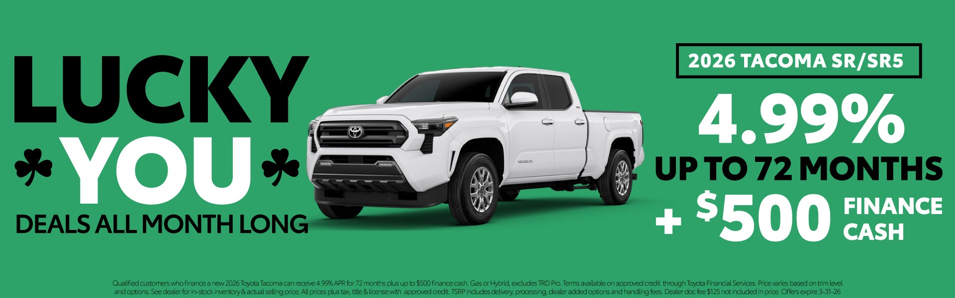 2026 Toyota Tacoma 4.99% up to 72 Months